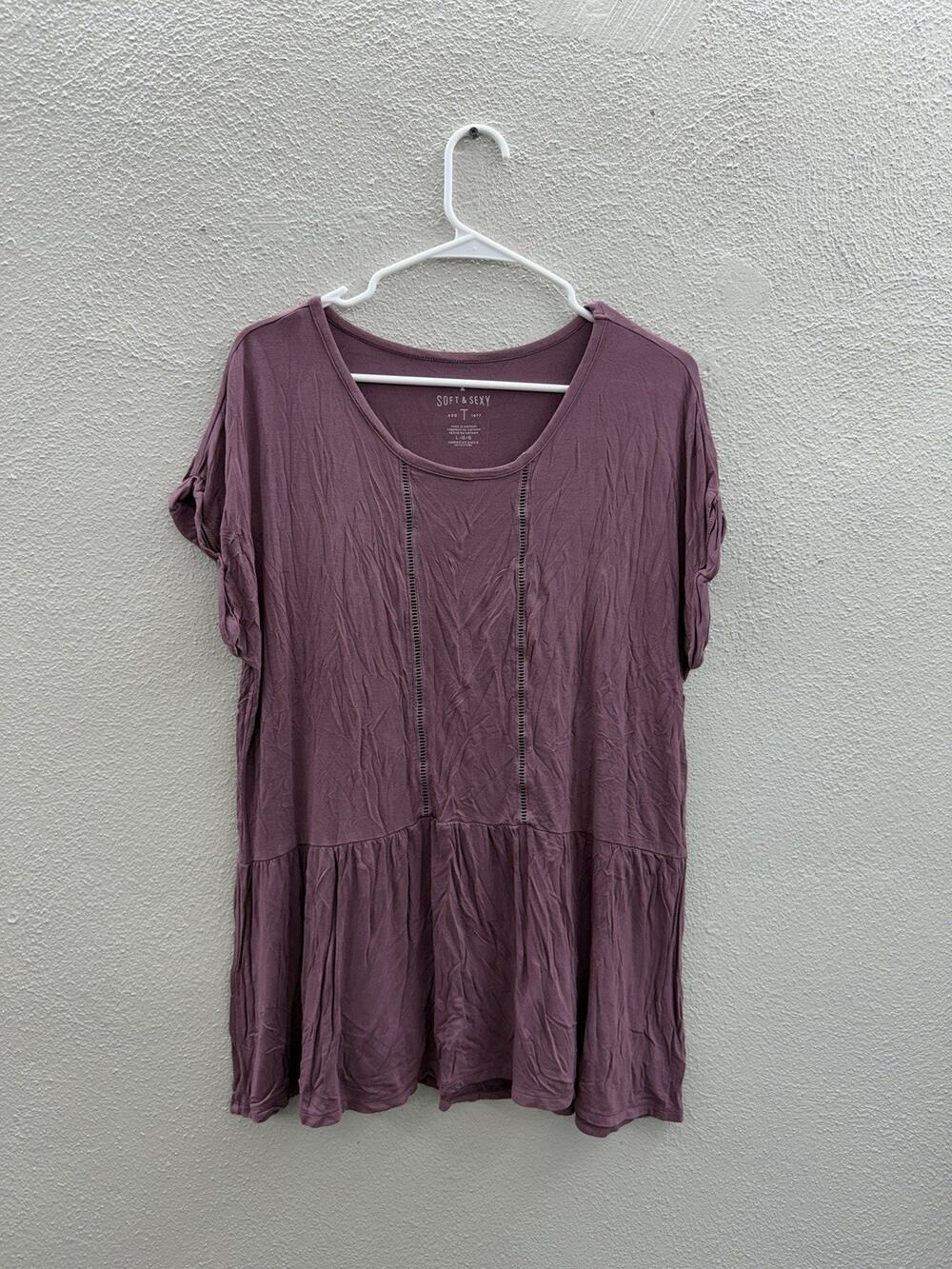 American Eagle Womens Shirt Size Large Purple Soft and Sexy Short Sleeve